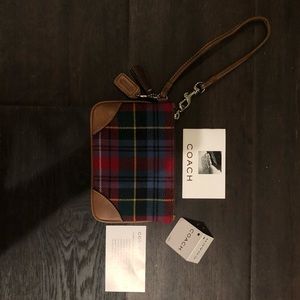 NWT Coach Holiday Plaid Wristlet